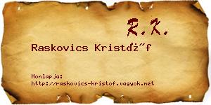 Raskovics Kristóf névjegykártya